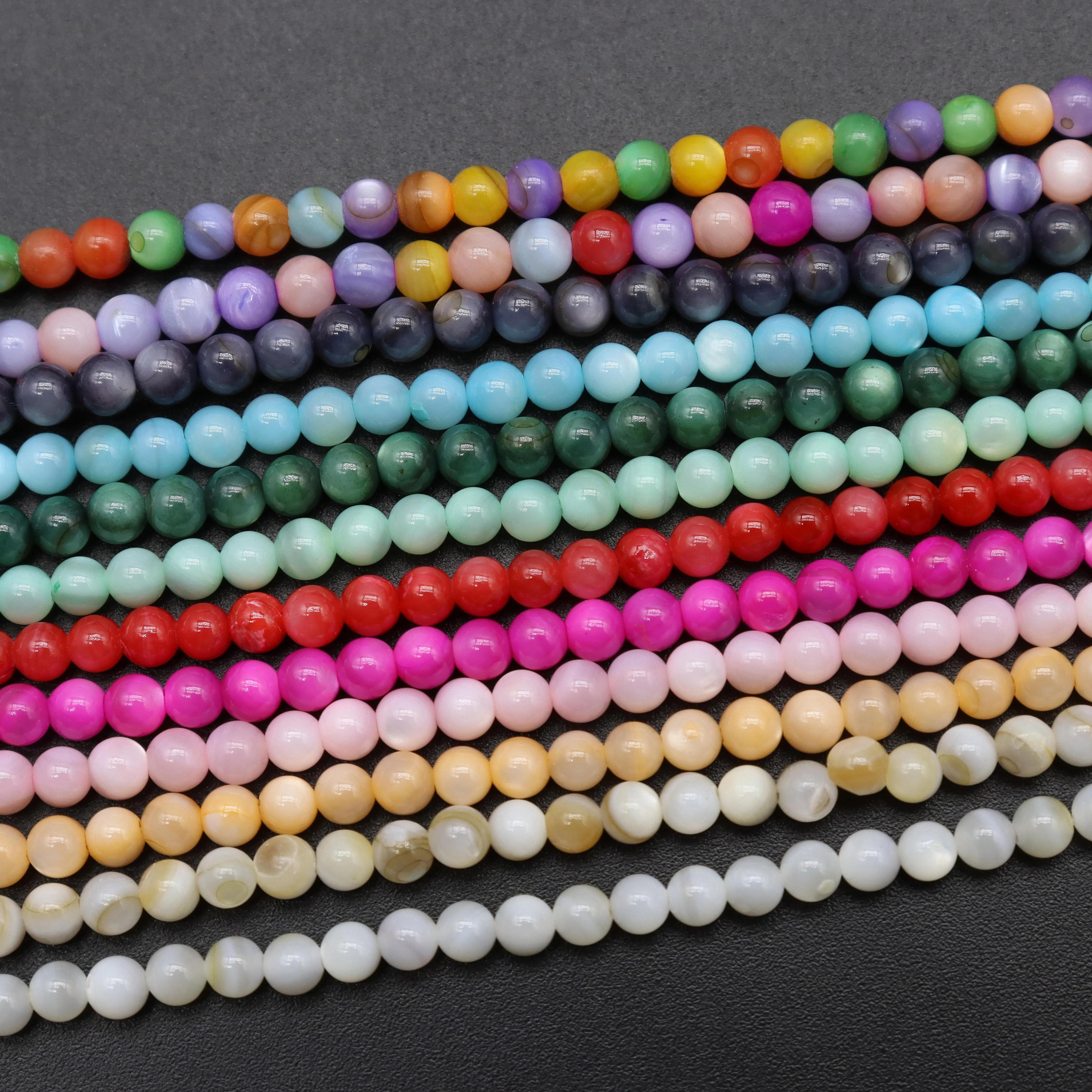 Natural Stone Fresh Water Shell Beads Round Dyed Loose Spacing Nacre Shell Beads Used To Make DIY Necklace Handmade Accessories