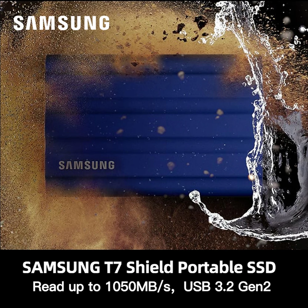 SAMSUNG T7 Shield 1TB,2TB Portable SSD, up to 1050MB/s, USB 3.2 Gen2, Rugged, IP65 Rated, for Photographers