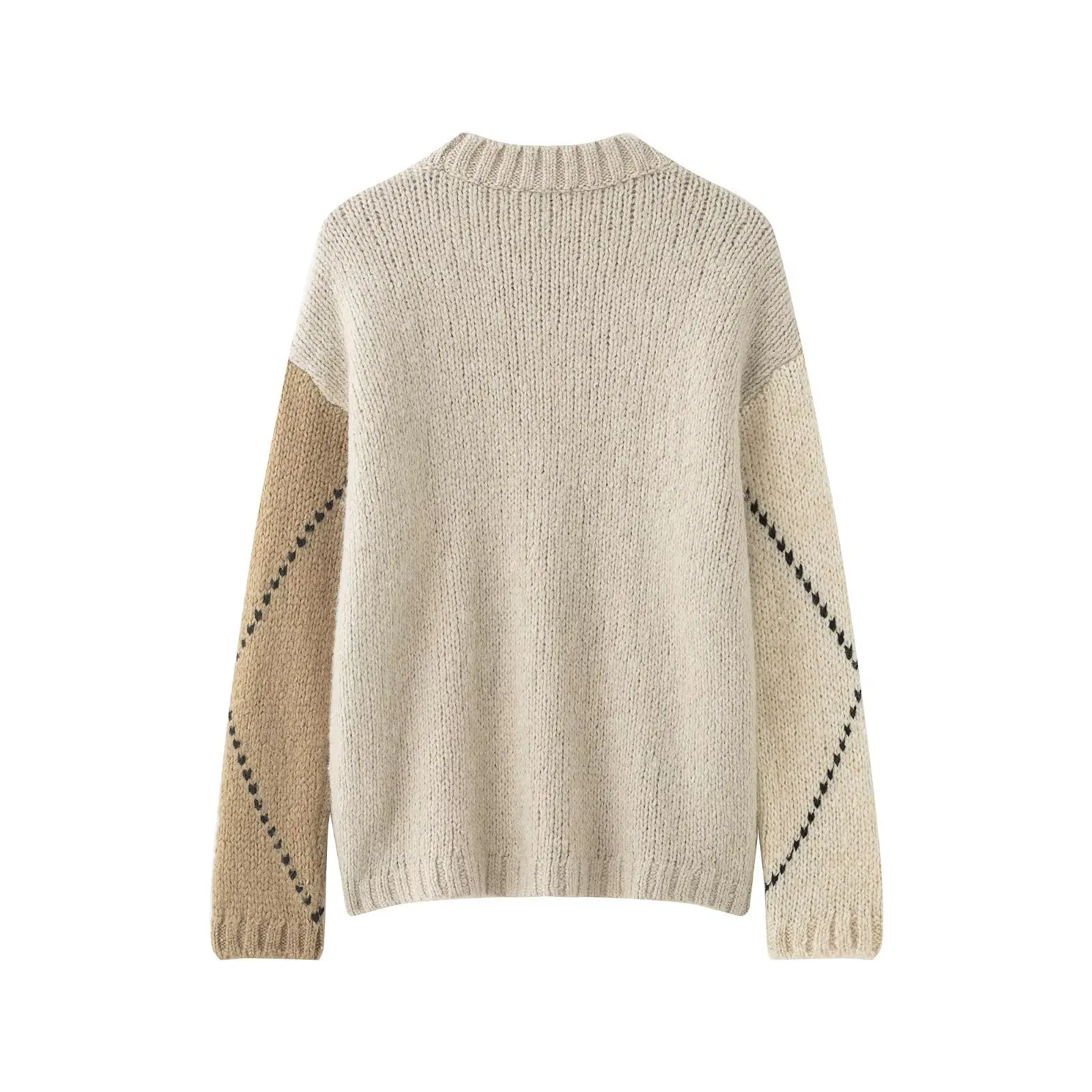 025 nuovi prodotti invernali Maglione casual con motivo a diamanti e collo rotondo da donna transfrontaliero europeo e americano