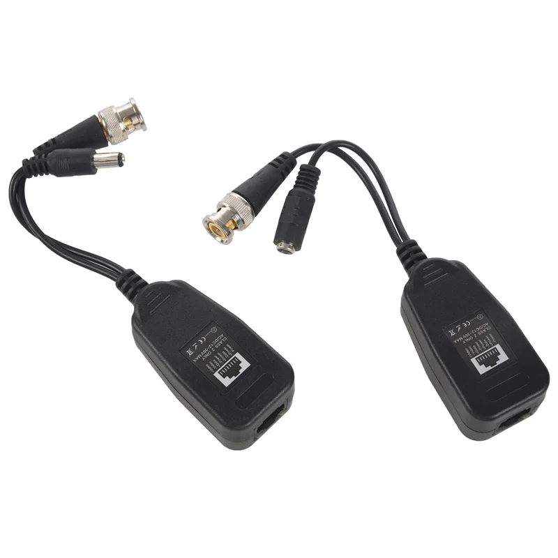 Balun vidéo passif HD-CVI/TVI/AHD avec connecteur d'alimentation et émetteur de données RJ45 CAT5 1 paire