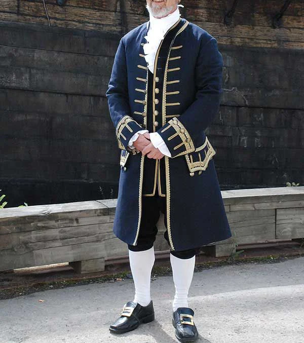 Men's Barbary Coast Pirate Coat 18th century rococo victorian men's outfits blue retro military uniform suit prom dress