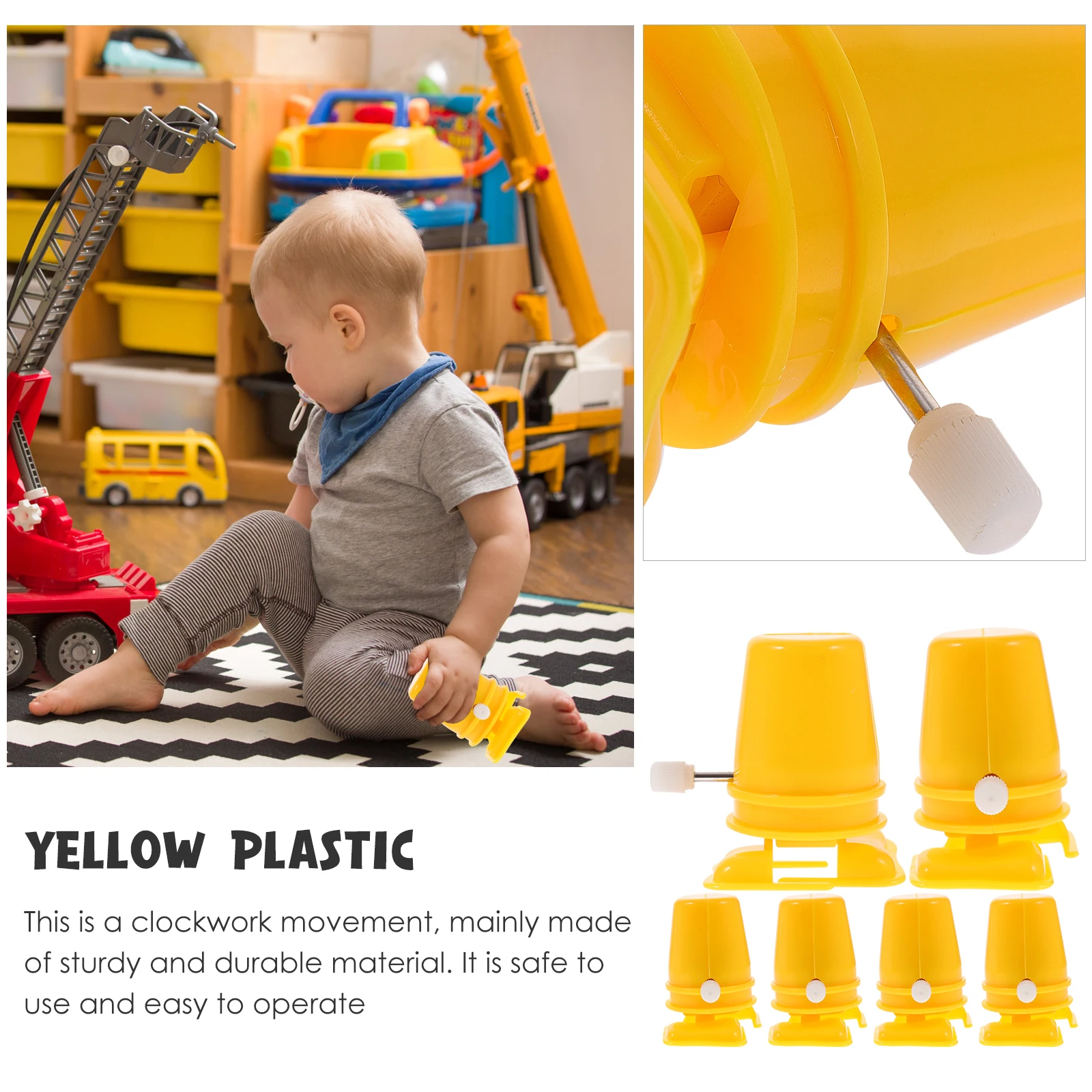 6 pezzi di accessori per movimenti a orologeria in plastica sostituibile fai da te artigianale in argilla mini parti di riavvolgimento per giocattoli fatti a mano in senso orario