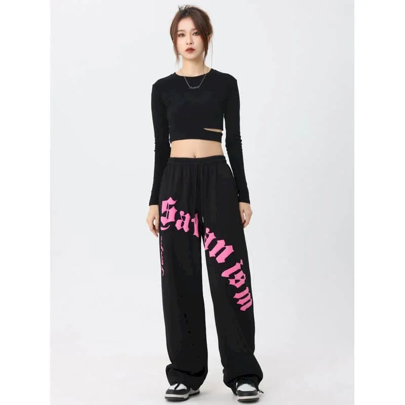 Sporty Sweatpants Jazz Women's Pants Korean Fashion Casual Leggings Y2k Pants Women Clothing Lace-up Baggy Pants Loose Pants