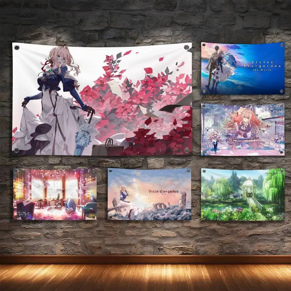 

Violet E-Evergarden Anime Flag Room Bedroom Home&Outdoor Wall Hanging Concert Printed Background Decoration Art Banner