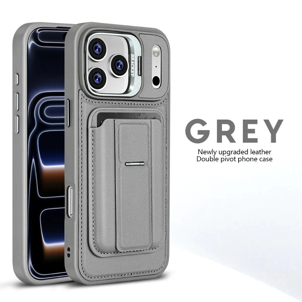 

Detachable Card Bag Leather Case for iPhone 17 Pro Max Air 16 Plus 15 14 13 12 Wireless Charging Lens Bracket Magnetic Cover