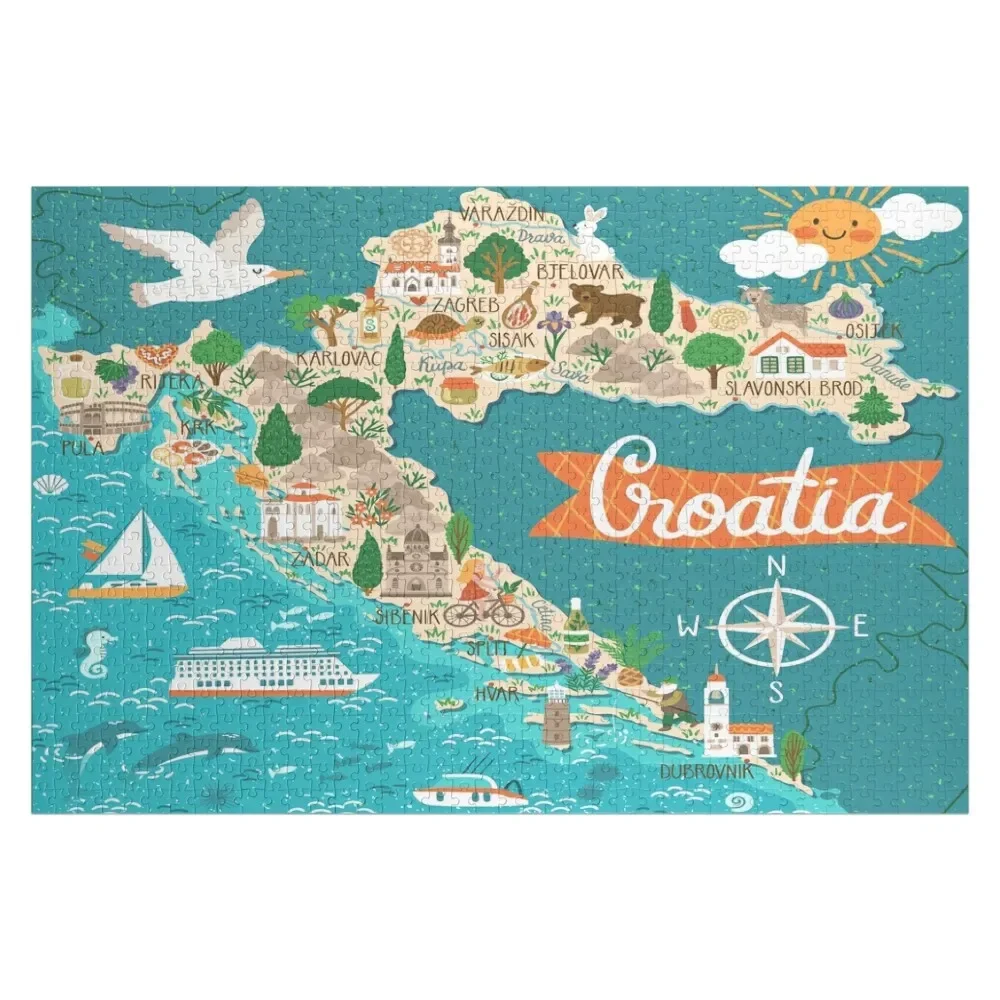 

Croatia Map Jigsaw Puzzle Personalize Personalised Toys Woods For Adults Puzzle