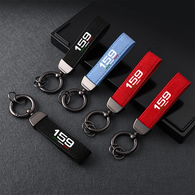 Leather Alloy Metal Detachable Car Keychain Anti-Lost Key Ring Chain Horseshoe Buckle For Alfa Romeo 159 Keyring Accessories