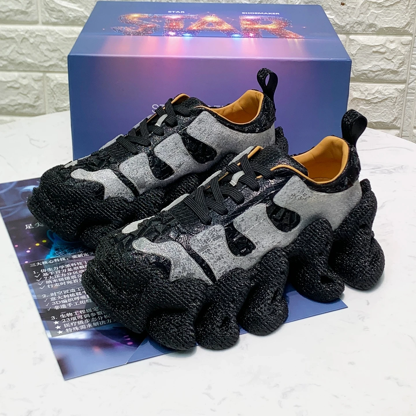Exclusive Customized 3D Print Genuine Leather Handmade 7cm Thick Sole Platform Catwalk Cool Boots