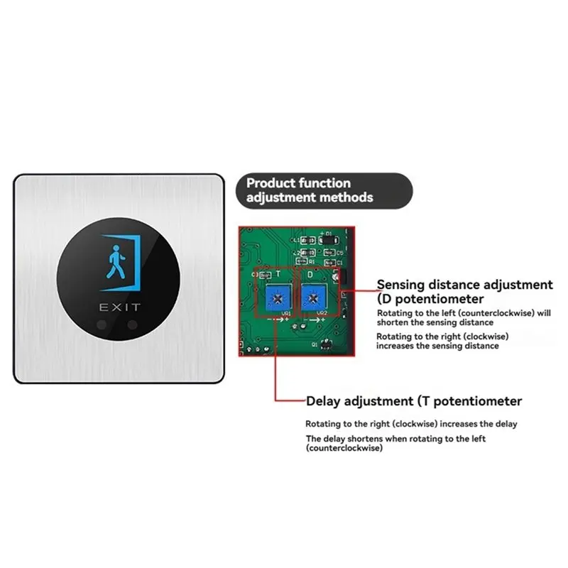 B27B 12/24V Access Control Switch No Touch Exit Door Button 86-Type Panel Infrared Sensor Access Control Button