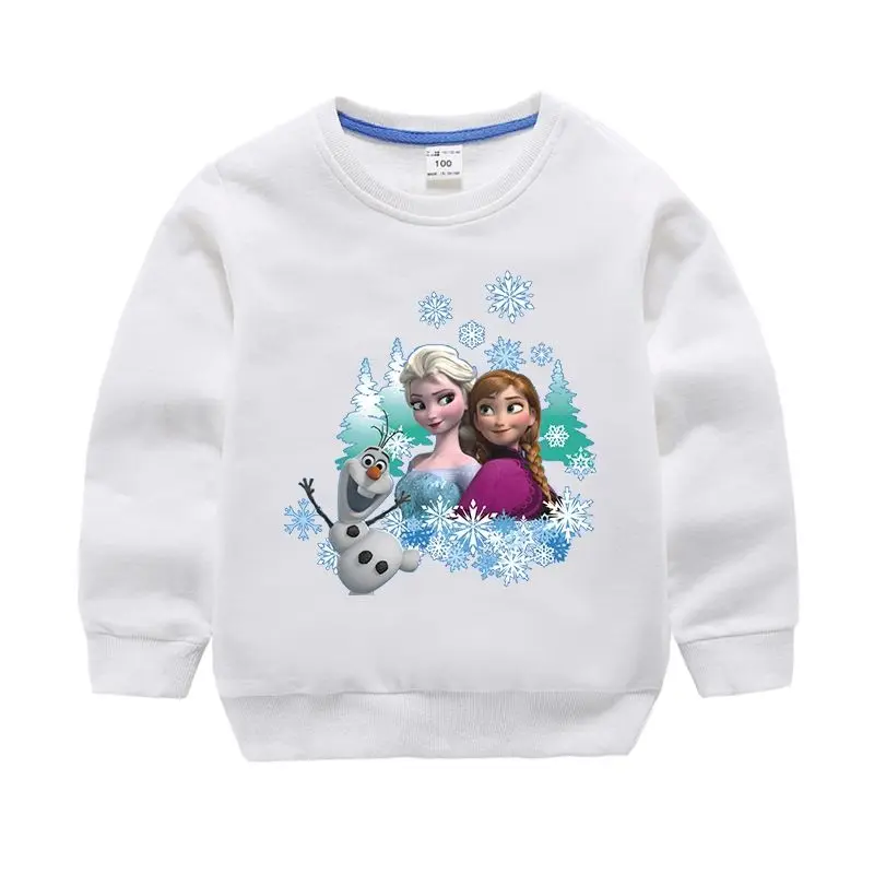 Disney-Girl's Long Sleeves T-shirt, roupa de criança, top feminino, algodão de qualidade, Frozen Elsa, roupa infantil, nova primavera e outono