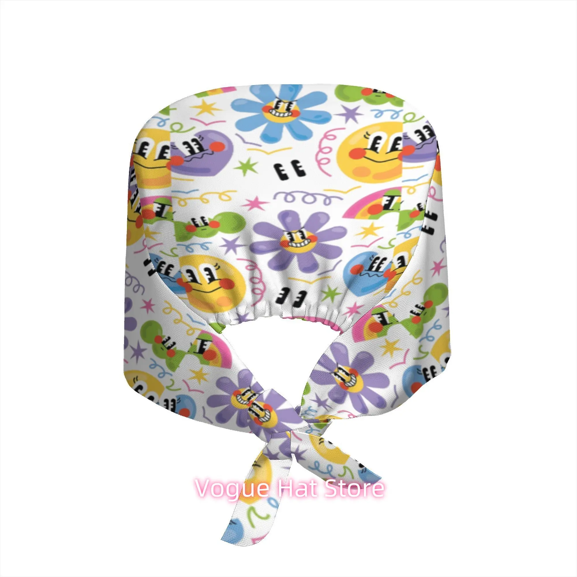 1pc Work Hat Colorful Joyful Face Flower Rainbow Pattern Playful  Style Fun Party Decor Holiday Gift