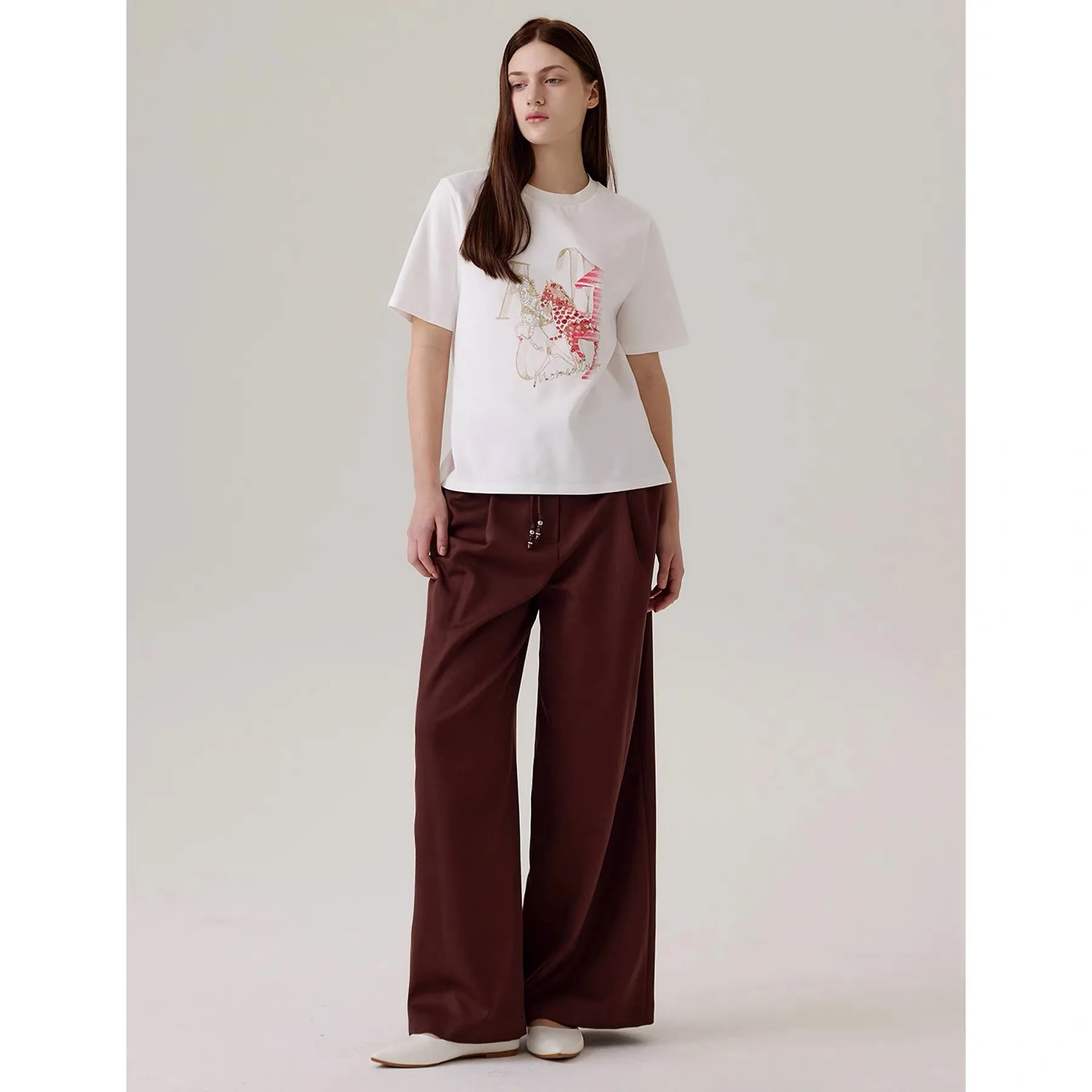 

Lemon Cheese MIC26 Spring Casual round Neck Year Art Pattern Hand Sewn Beads Versatile Short Sleeve T-Shirt Women's Fas...