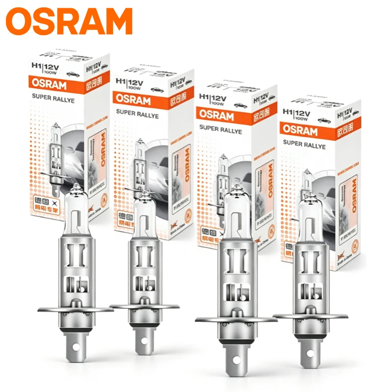 OSRAM 4PCS H1 100W 12V Car Halogen Bulb 3200K Yellow Light Standard Car Lamp P14.5S Base 62200 Headlight Fog Lamp OEM Quality