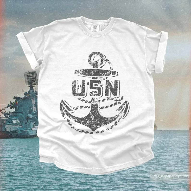 Vintage Retro Military Graphic Tees Anchor T Shirt Nautical Top War Veteran Gifts Cool 1940s 1950s Style Men Clothing Summer Tee