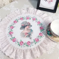 Vintage Lace Placemat Garland Character Home Rose Insulation Pad Diningtable Anti-Slip Creative Coaster Table Decor Place Mat