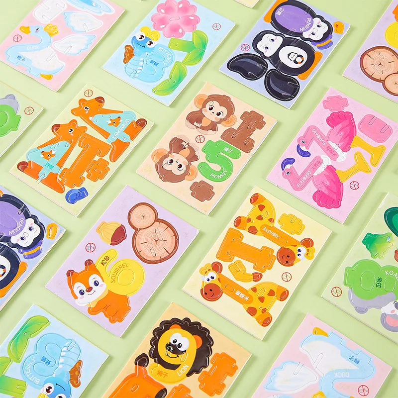 20pcs Cartoon Animals Foam Puzzle 3D Educational Toys for Kids Birthday Party Favors Guest Gift Classroom Rewards Goodie Fillers