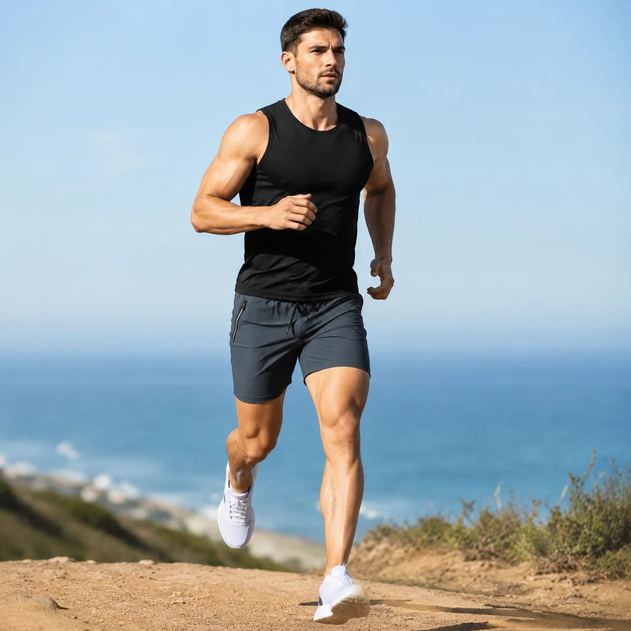 Man Lightweight Fitness Board Shorts Quick Dry Water-Resistant Loops Elastic Waist Durable Polyester for Hiking Fishing Running