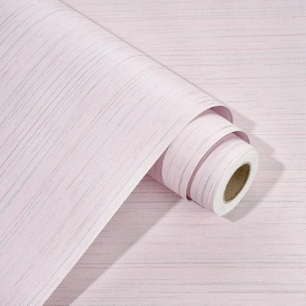

Pink Grloth Peel And Sti Wallpaper For Girl'S Bedroom Textured Grloth Contact Paper Removable Pink Fabric Linen Wallpaper For