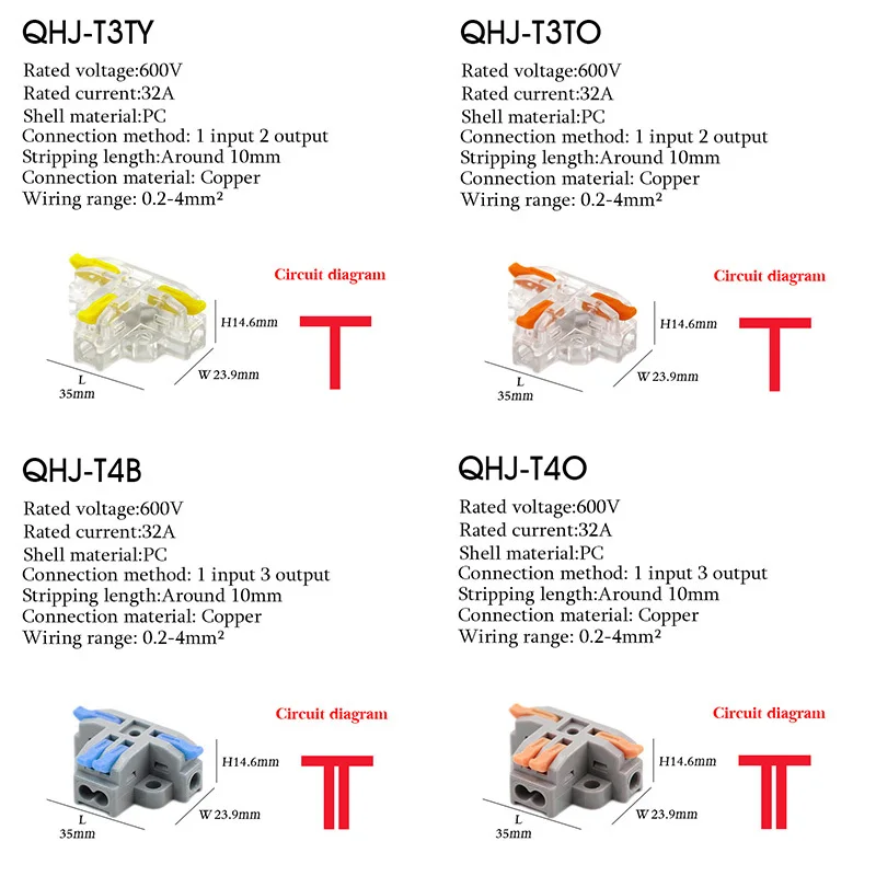 Picture 7: 10pcs Wire Connector Quick Splitter T-Type Wiring Cable Terminal Blocks Led Strip Lighting Push-in Fast Electrical Connector