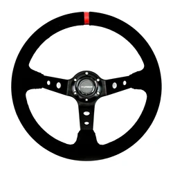 Tiypeor-本物のスエードレザーのカーステアリングホイール,ラリーレース,VW,ホンダ,14インチ