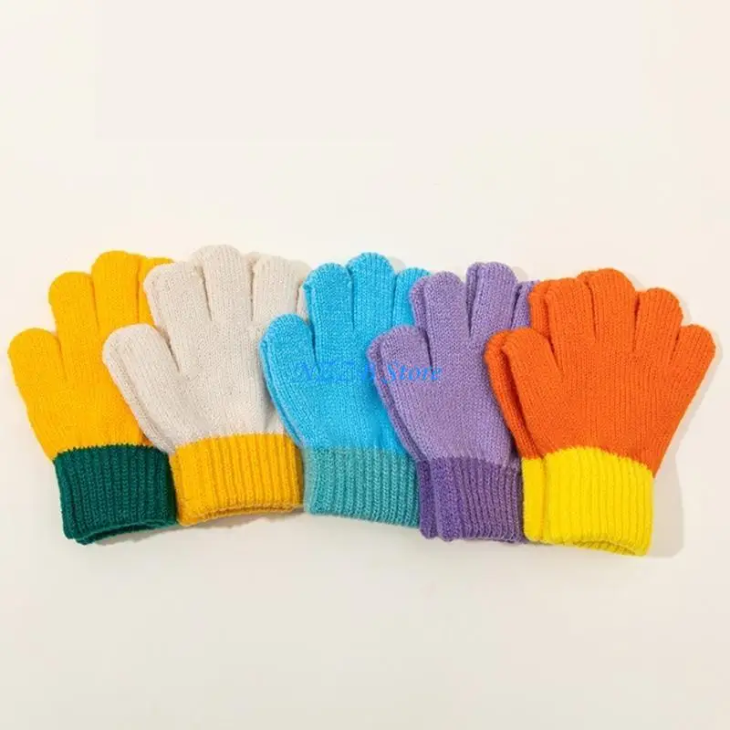 

T21F Warm Thermal Gloves for Girl Boy Gloves Stylish Gloves Full FInger Winter Outdoor Gloves for Children Thicken Mitten