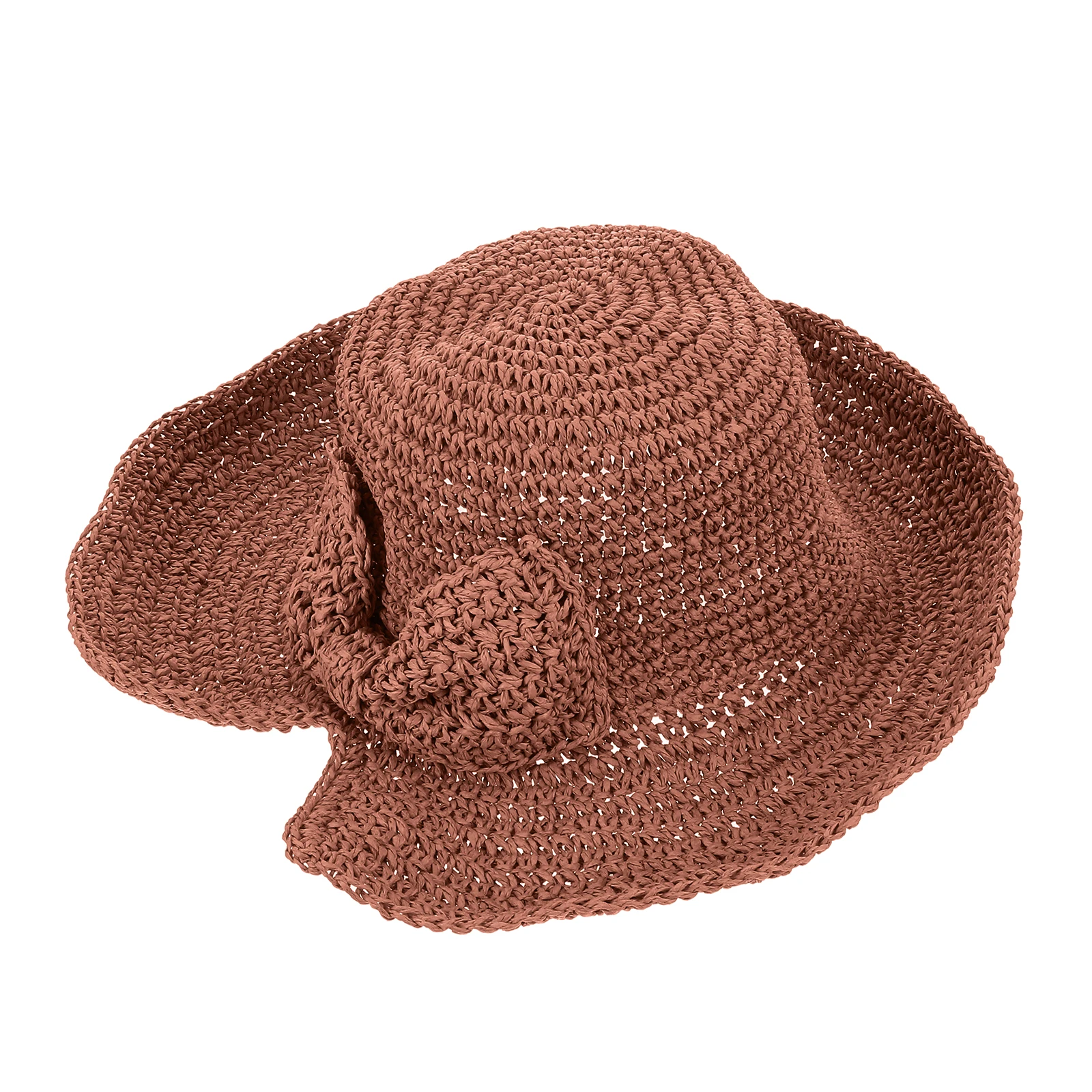 

1pc Summer Sun Protection Hat Foldable Straw Braid Hat For Women Outdoor Handmade Bowknot Design Beach Cap Lightweight Durable