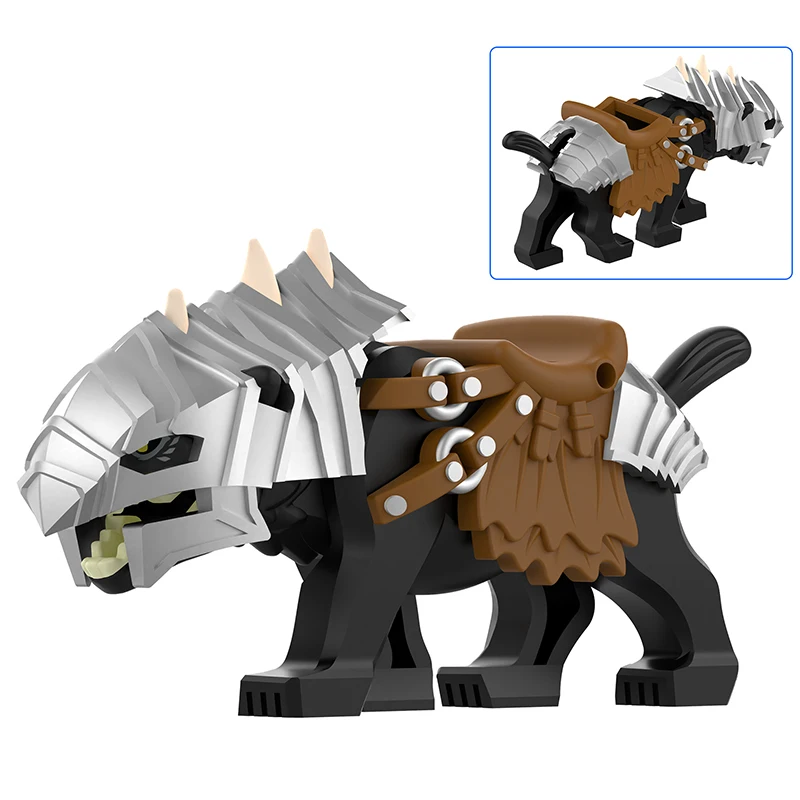 Magische Filme Mittelalterliche Tierfigur Bausteine Drache Elch Wildschwein Dickhorn Schaf Hund Mini Modell Ziegel Spielzeug DIY Kinder Geschenke