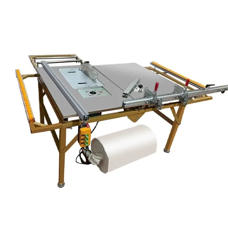 

Woodworking table saw folding guide rail mechanical push pull dust free precision saw workbench