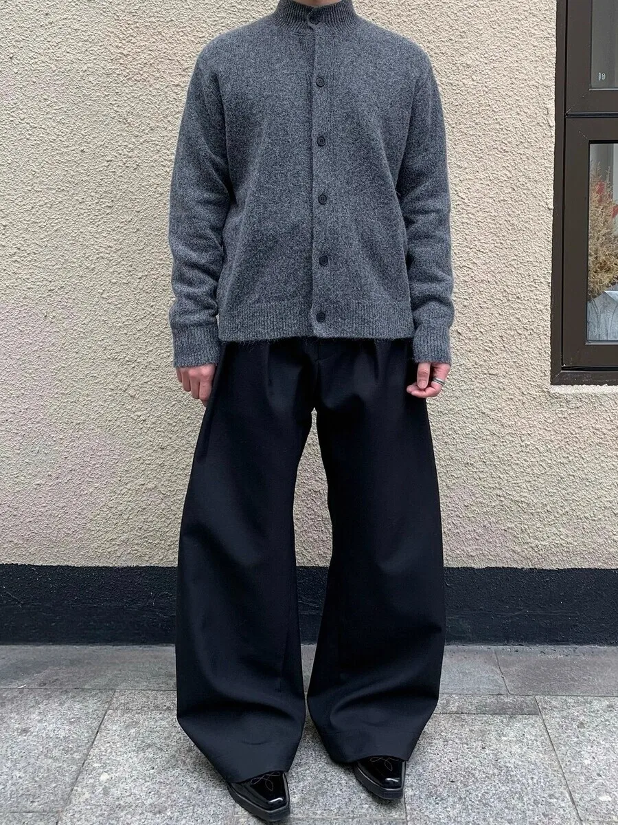 

Американский свободный крой с высоким воротником, осенне-зимний открытый кардиган, свитер, мужская вязаная верхняя одежда Haome, модная