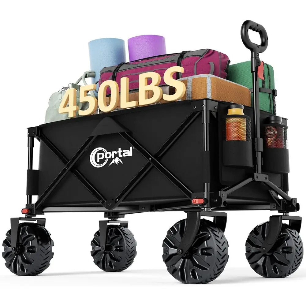 

Sturdy Folding Utility Wagon for Outdoor Adventures, Beach, Camping, Gardening, and Grocery Hauling
