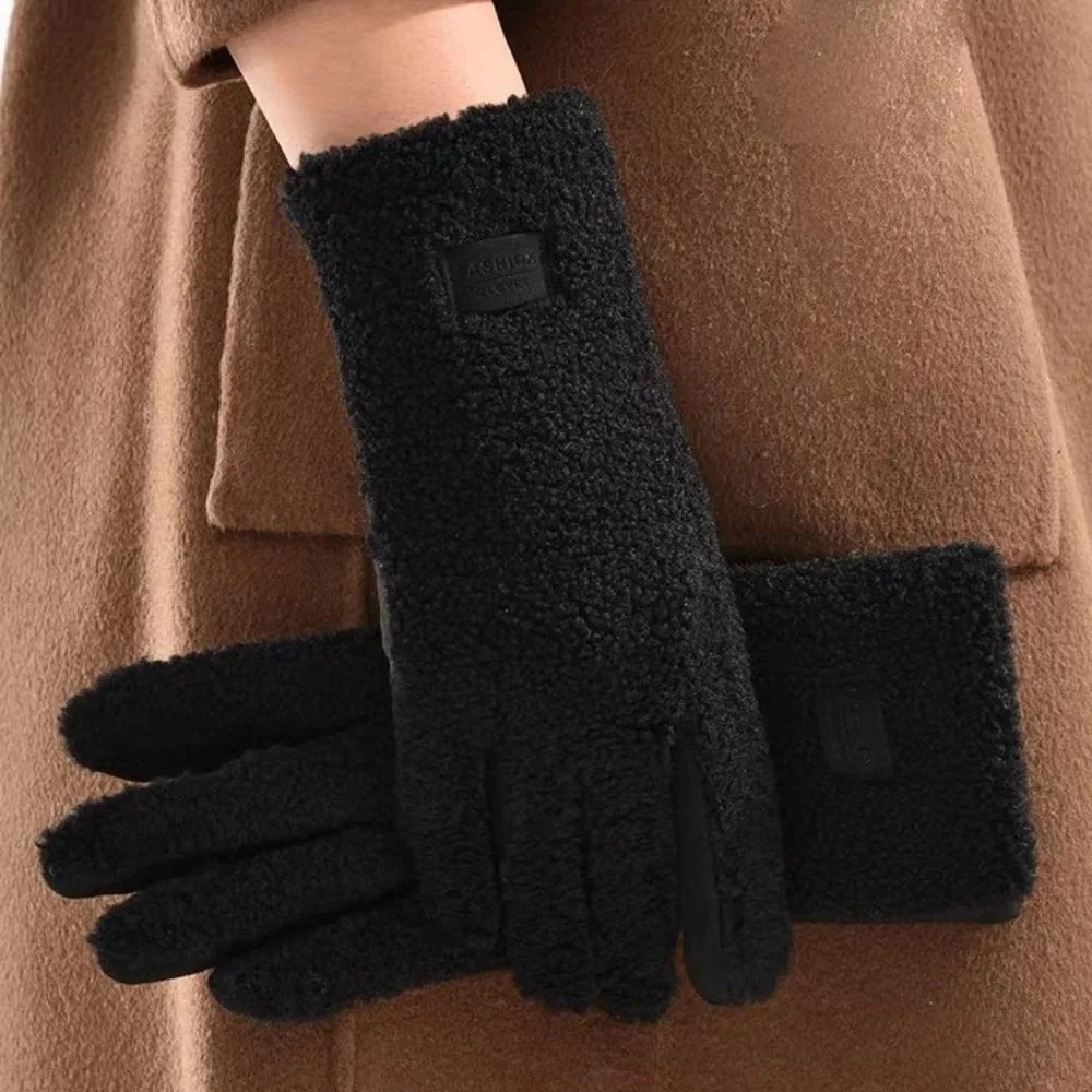 New Polar Fleece Winter Gloves Touchable Screen Full Finger Driving Mittens Windproof Warm Full Finger Gloves Women