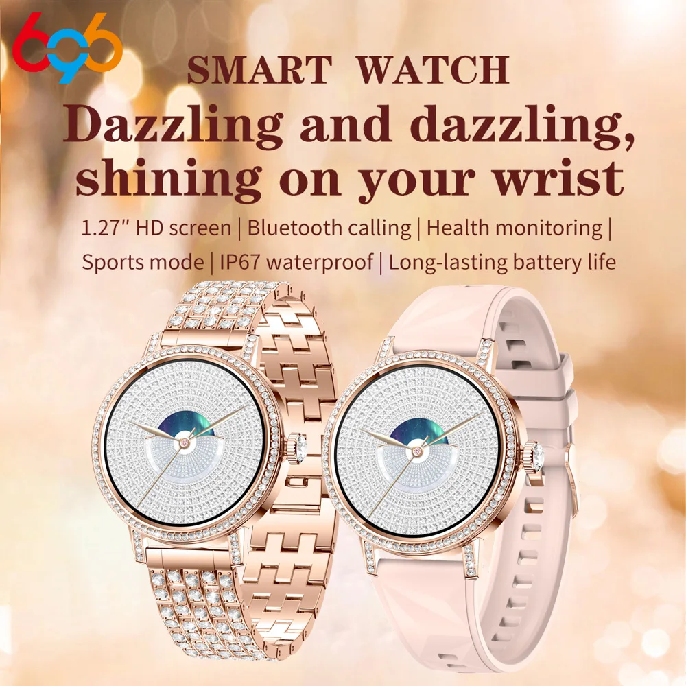 

Clock Women Blue Tooth Call Smartwatch Sports Fitness Information Reminder Health Waterproof Alarm Clock Music Girl Smart Watch