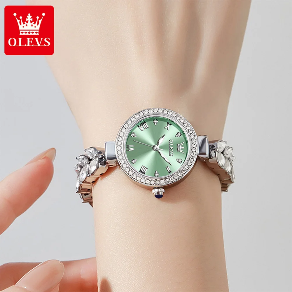 OLEVS Women's Watch Luxury Petal Casual Bracelet Watch Quartz Watches for Women Elegant Classic Watch Stainless Steel 9971