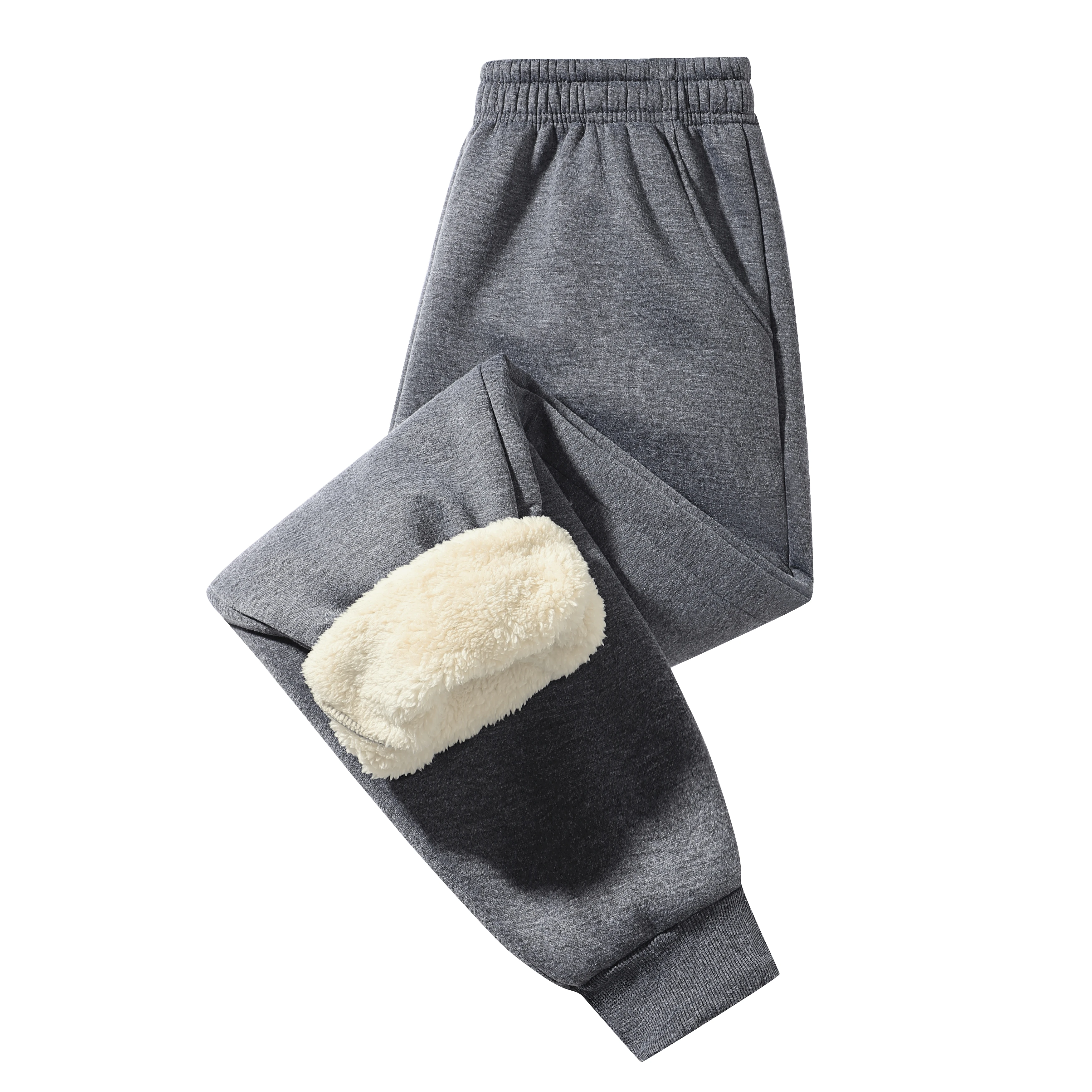 Herrenhosen für Herbst und Winter, mit Fleece gefüttert, als Oberbekleidung geeignet, Freizeit- und Sport-Sweatpants aus warmer Lammwolle. – Detail 4