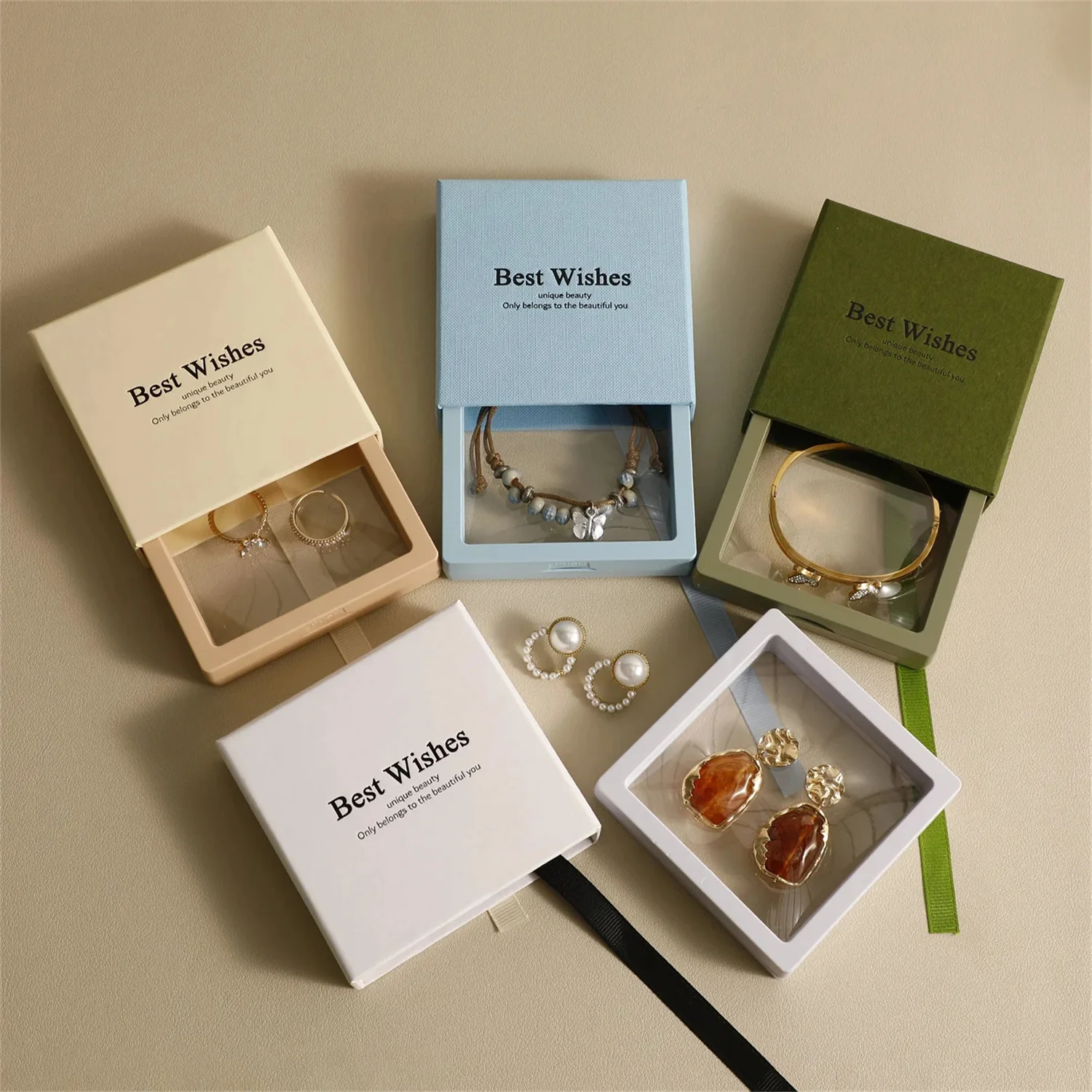

High quality transparent PE film display box suspension packaging custom jewelry box personalized logo chic ring bracelet neckla