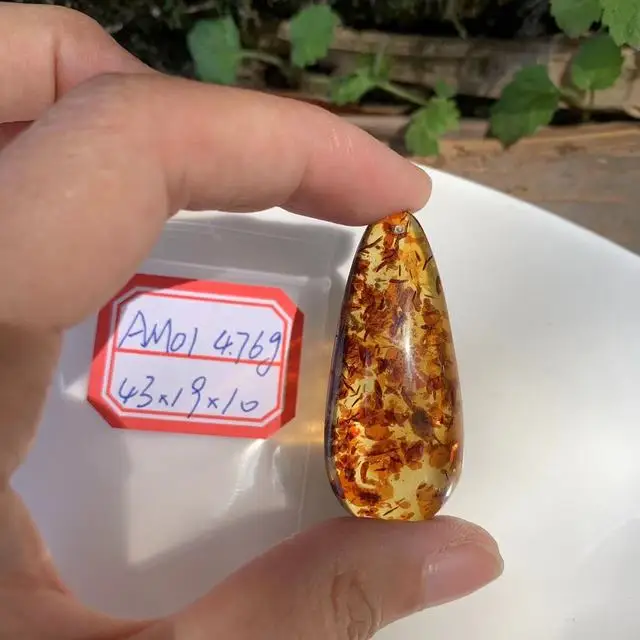 Genuine Natural Piebald Amber Yellow Red Pendant Necklace Oval Water Drop Fashion Jewelry Reiki Stone AAAAAA