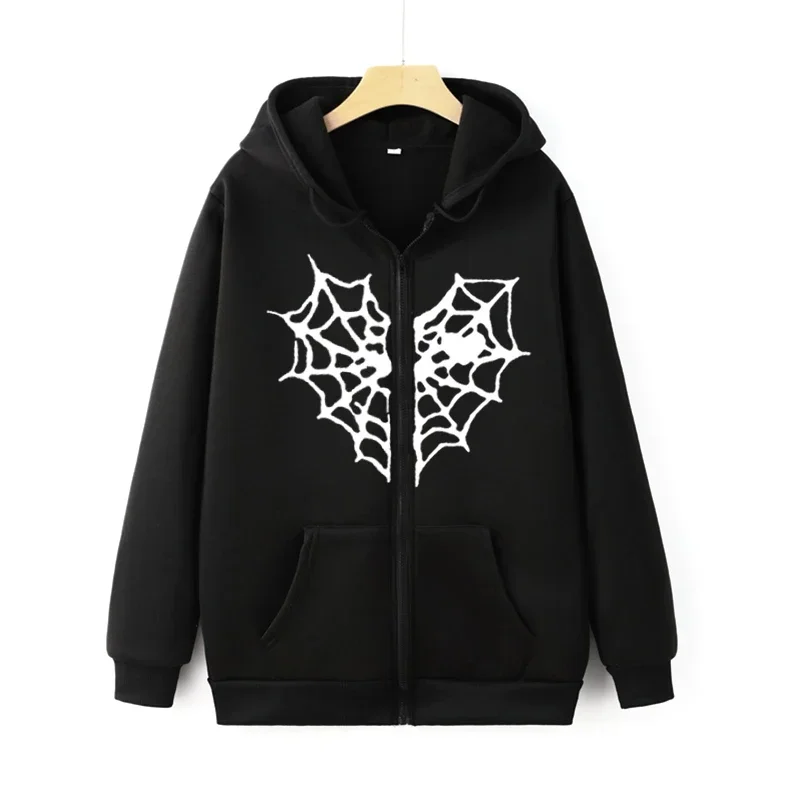 Harajuku Jacket Sweatshirts Men Zip Up Hoodies Jacket Retro Long Sleeve Oversized Black Hooded Sweatshirt Coats