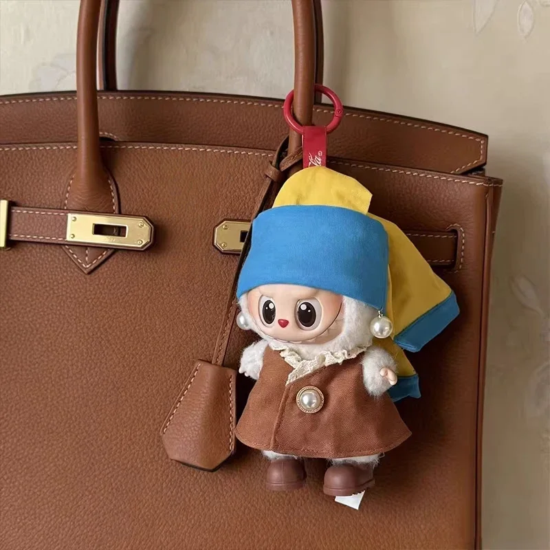 Ubranka dla Labubu dla dziewczynek z kolczykami z pereł, pasujące do Zsiga/Dimoo/Labubu/Star People, zabawne ubranka dla niemowląt.