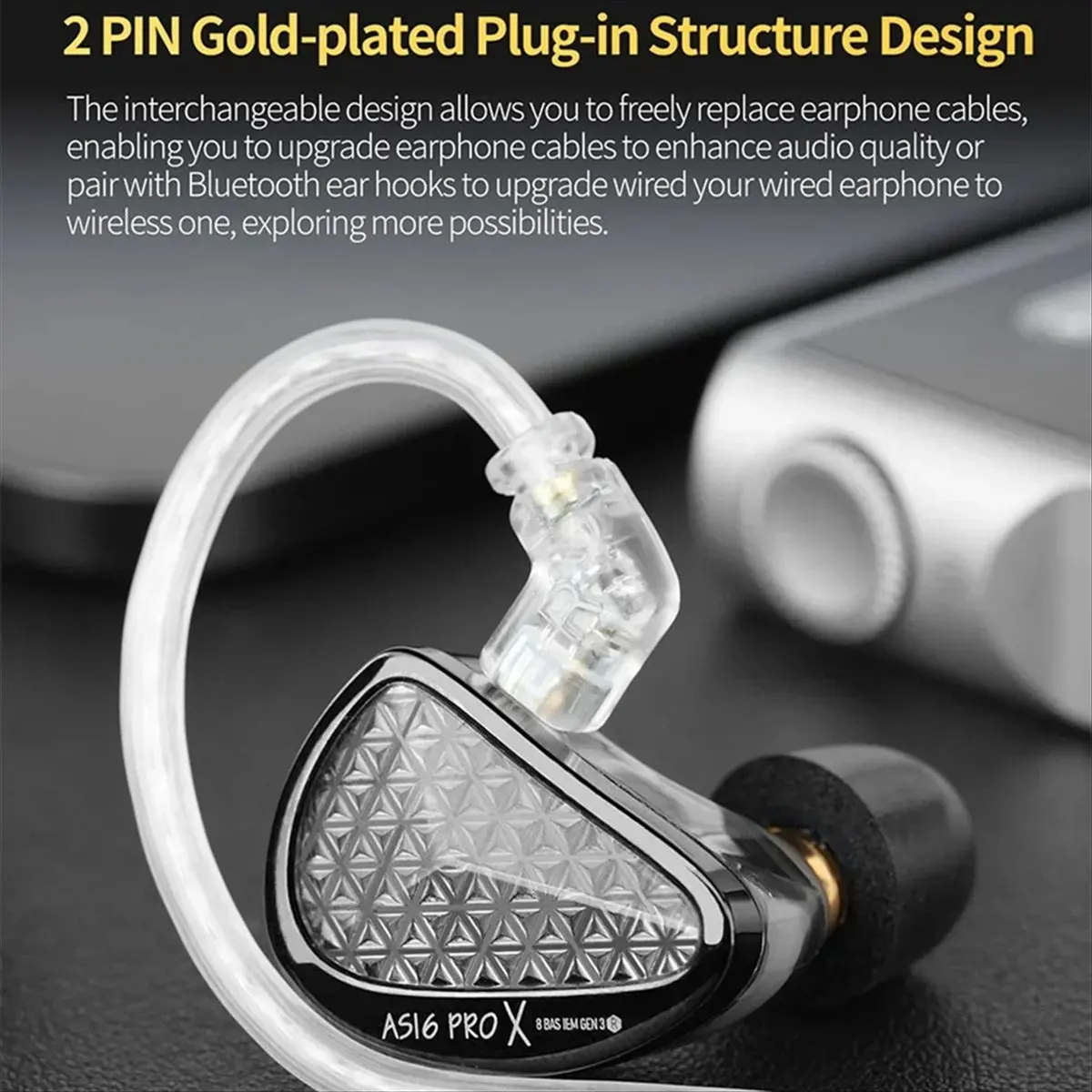 A46U AS16 PRO X 16BA 8 Balanced Armature in Ear Earphone High Sound Quality Headsets HiFi Monitor Music Headphones
