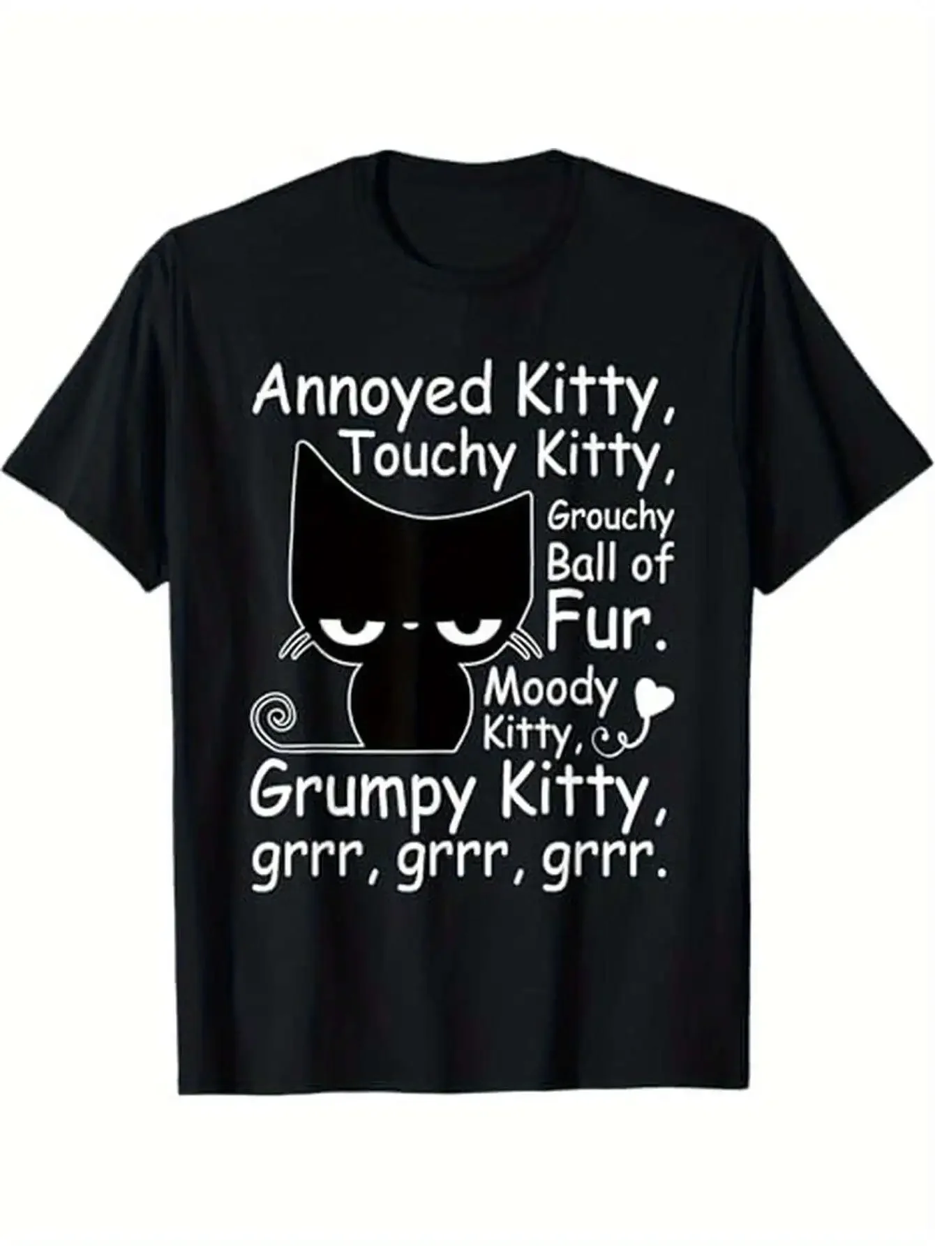 

Grumpy Kitty Annoyed Cat Graphic Tee Breathable Cotton Short Sleeve T-Shirt Unisex