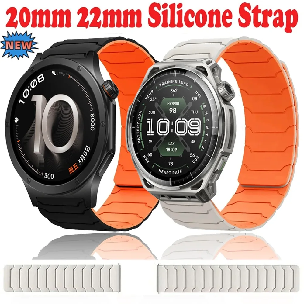 20mm 22mm Silicone Strap for Oneplus Watch 4 3 2R Lite Magnetic Breathable Bracelet for Amazfit Bip 6 5 Max/Balance 3 2 1 Correa