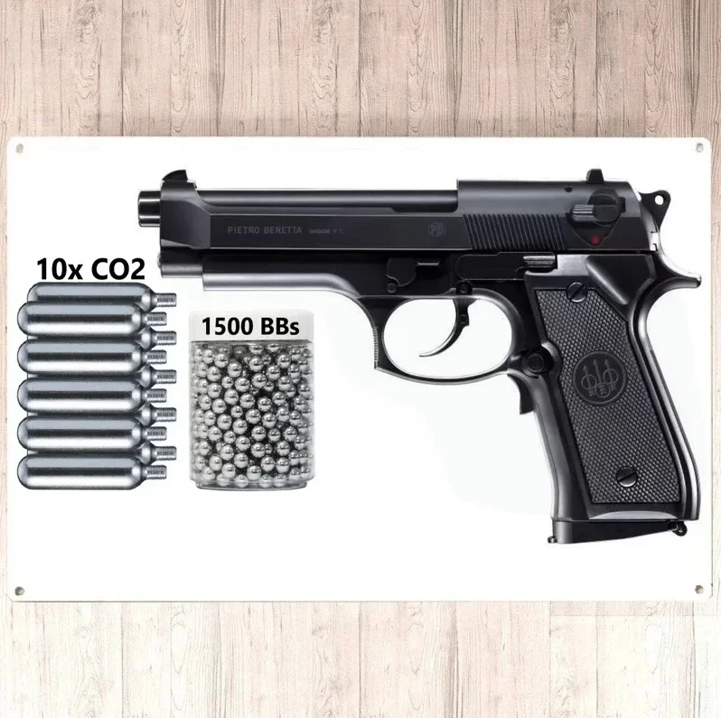 M1911 Pistol - Full-Auto Blowback .177 Co2 Bb Air Pistol Wall Decoration- 310 Fps Fashion Accessories Pendant（Metal Wall Sign