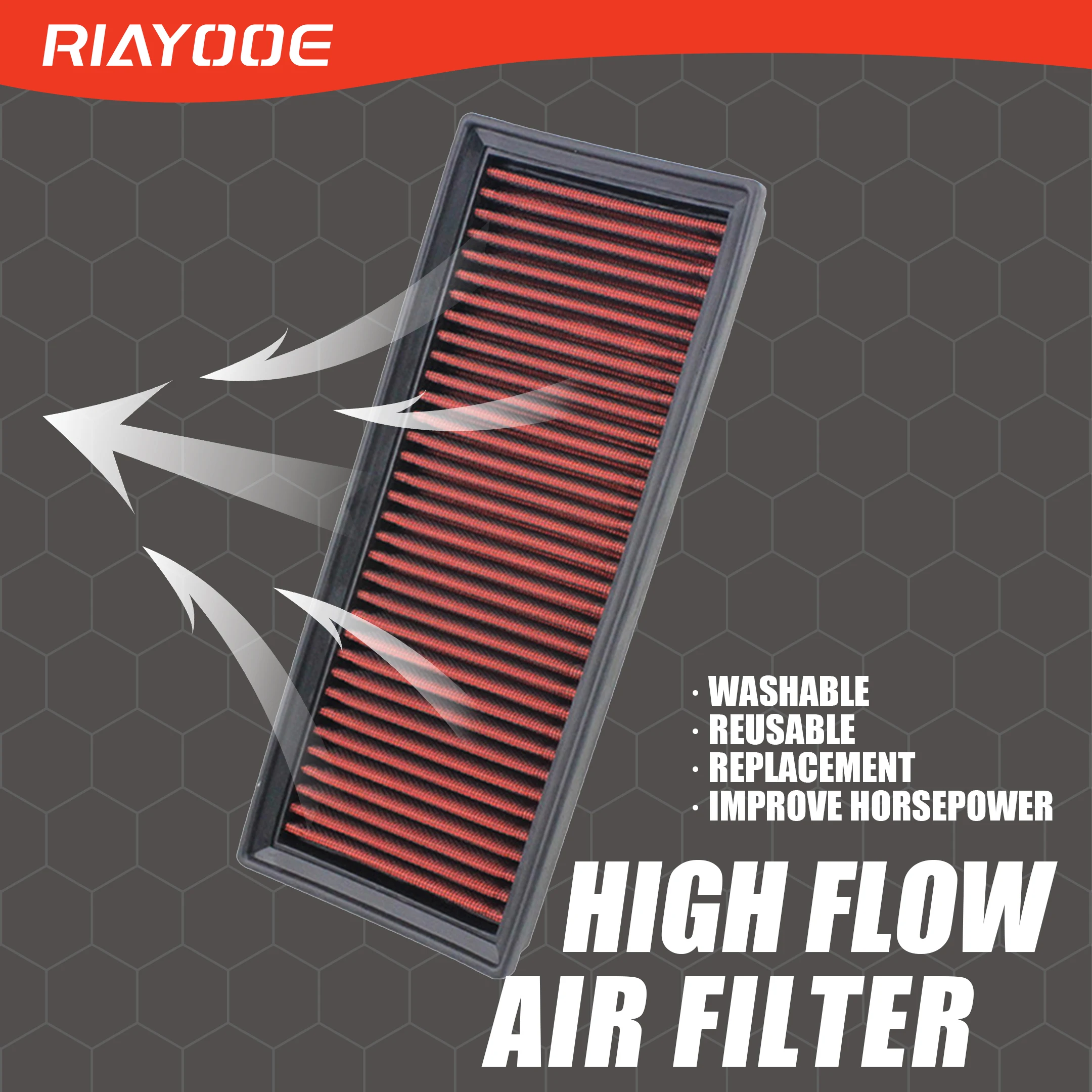 

Car Performance Sport Air Filter for Audi A4 Allroad A5 Quattro Q5 1.8L 2.0L Washable Reusable High Flow Cold Air Intake Filter