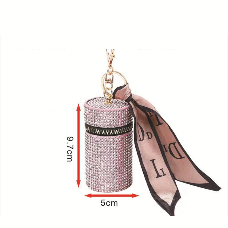 Diamantbesetzte Lippenstifttasche, modische Ohrringtasche, Seidenschal-Schlüsselanhänger, Anhänger-Dekoration – Detail 7