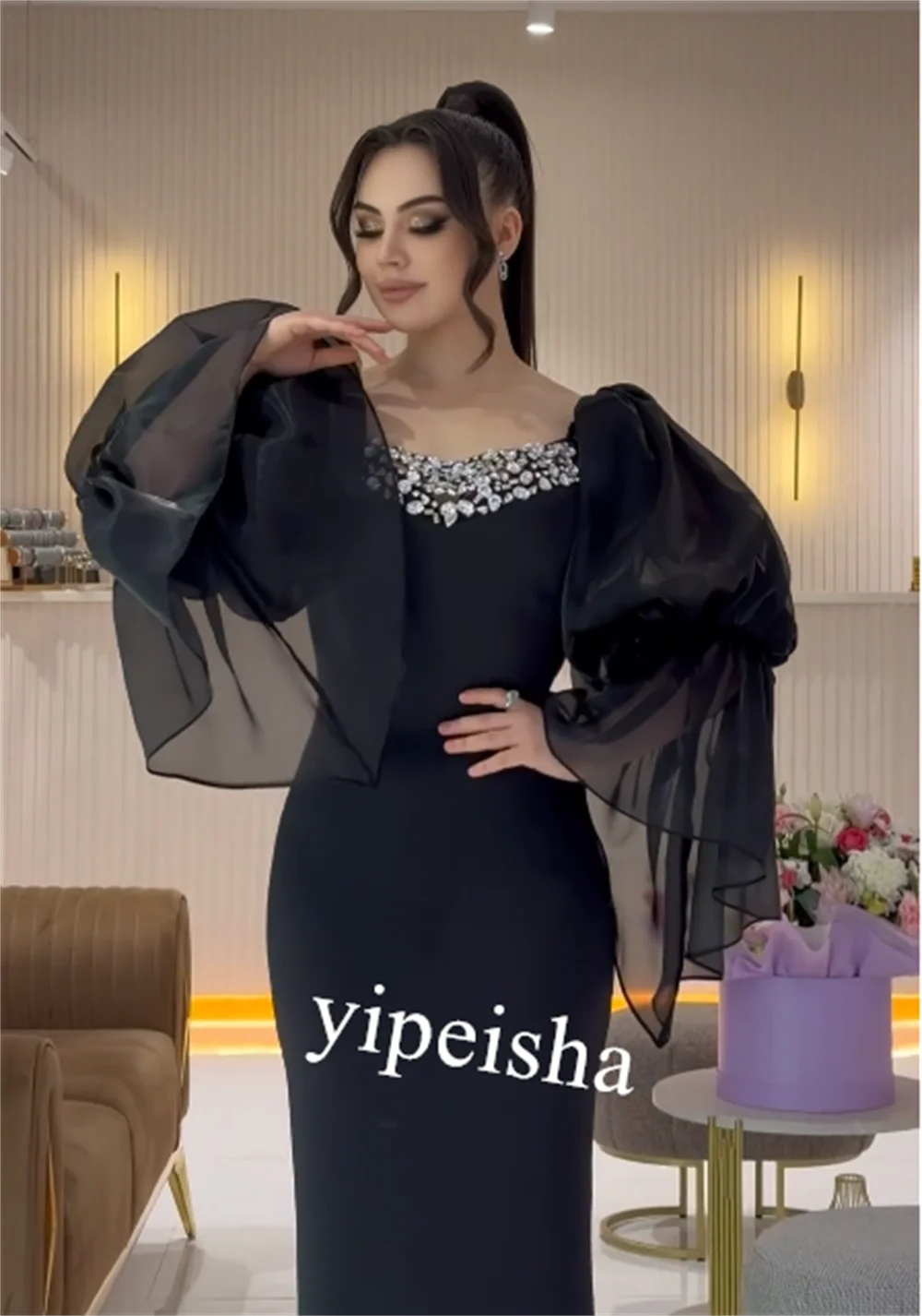 Customized Jersey Sequined Graduation Sheath Off-the-shoulder Bespoke Occasion Gown Long Dresses