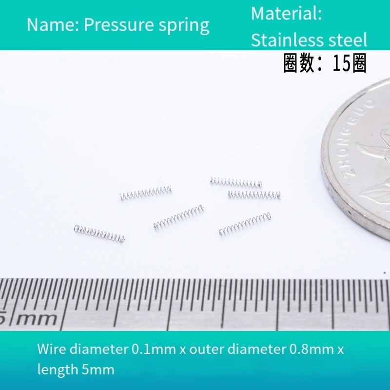 10Pcs Wire Diameter 0.1mm 304 Stainless Steel Compression Spring Return Precision Small Spring Outside Diameter 0.8mm/6.5mm