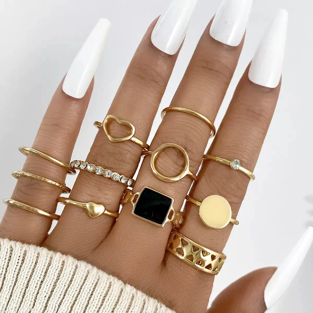 The 2025 Fashion Punk Style 22PCS Cartoon Pearl Ring Set is perfect For women To Wear Jewelry at Parties, Festivals And Gift Day