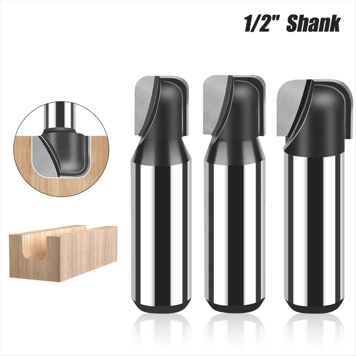 doyou 4pcs Bowl & Tray Router Bit Round Nose Groove Head Wood Cutter Woodworking Tools Carving Cutting Tool 12mm