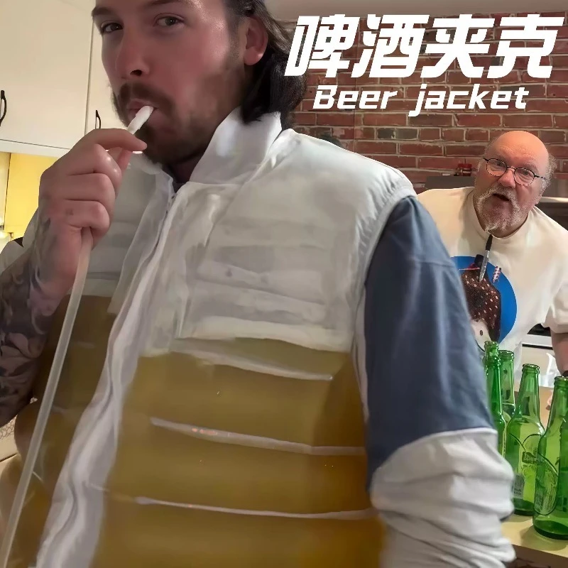 Creative Transparent Beverage Jacket Portable Drink Carrier Coat Funny Walking Drinking Outfit