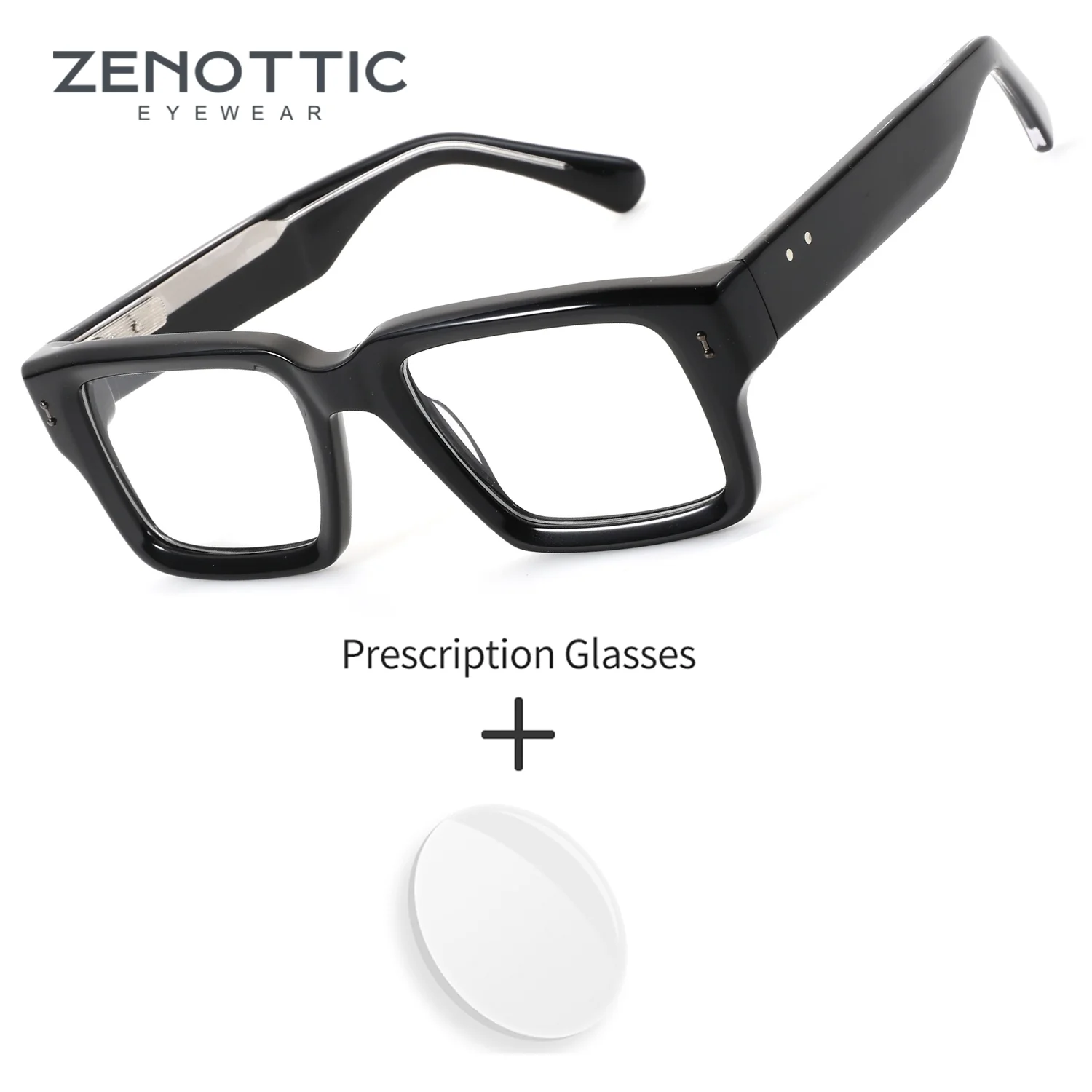 

ZENOTTIC (S Size) Acetate Prescription Eyewear Man Rectangle Anti Blue Light Photochromic Optical Eyeglasses Men Reading Glasses